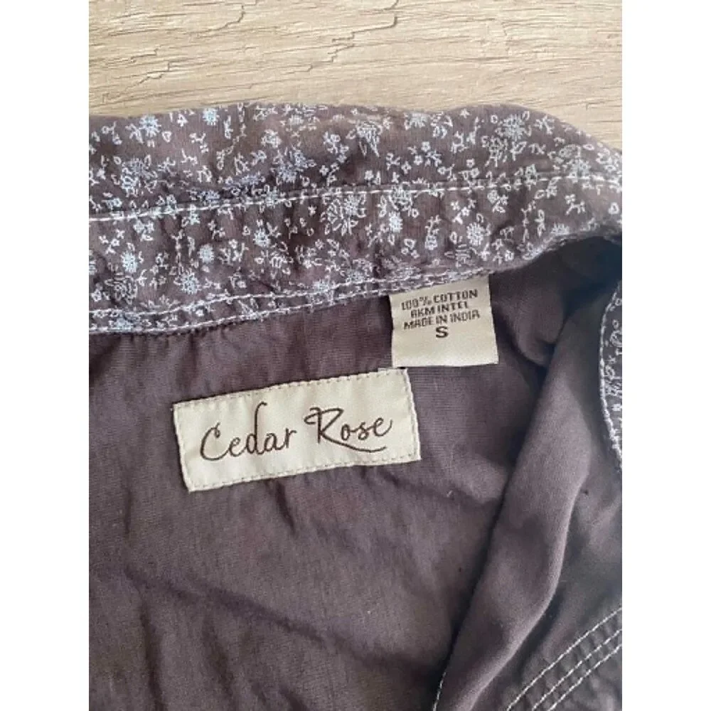Cedar Rose Brown Floral Western Snap Button Shirt Women's Size Small - Picture 4 of 8